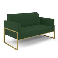 Sofá Namoradeira Com 2 Poltronas Base Industrial Alta Dourado Marisa Veludo D03 - D\'rossi Cor Verde