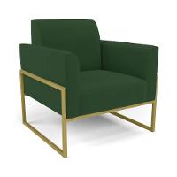 Sofá Namoradeira Com 2 Poltronas Base Industrial Alta Dourado Marisa Veludo D03 - D\'rossi Cor Verde - 7