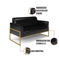 Sofá Namoradeira Com 2 Poltronas Base Industrial Alta Dourado Marisa Corano Preto D03 - D\'rossi - 3