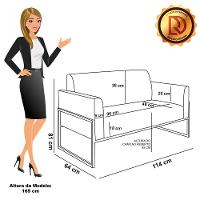 Sofá Namoradeira Com 2 Poltronas Base Industrial Alta Dourado Marisa Corano Preto D03 - D\'rossi - 6