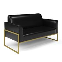 Sofá Namoradeira Com 2 Poltronas Base Industrial Alta Dourado Marisa Corano Preto D03 - D\'rossi - 8
