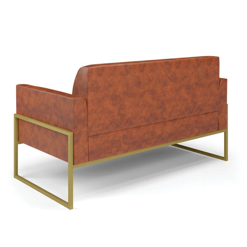 Sofá Namoradeira Com 2 Poltronas Base Industrial Alta Dourado Marisa Corano Nozes D03 - D\'rossi - 6