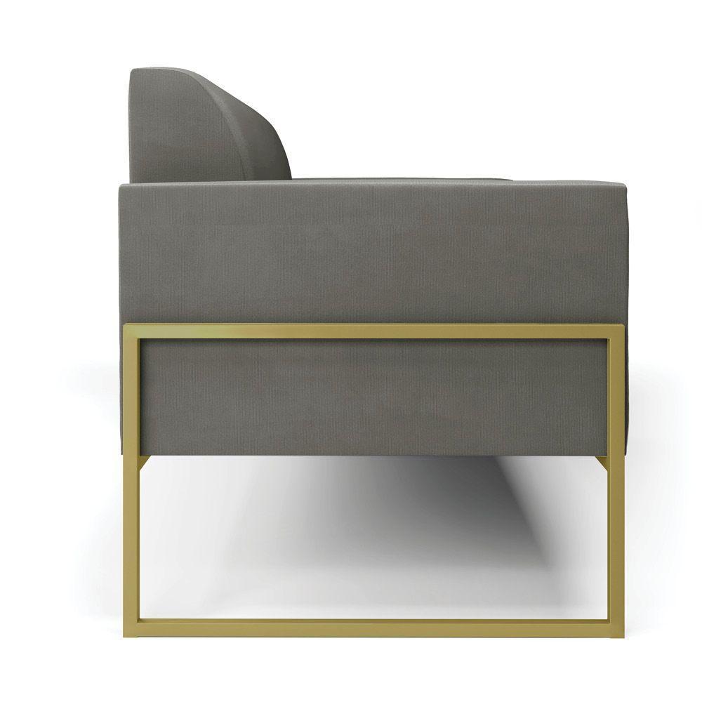 Sofá Namoradeira Base Industrial Alta Dourado Marisa Suede D03 - D\'rossi Cor Grafite - 7