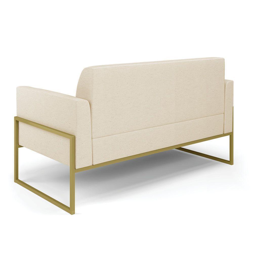 Sofá Namoradeira Base Industrial Alta Dourado Marisa Linho D03 - D\'rossi Cor A19 Bege - 6