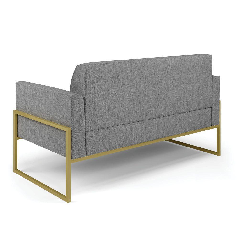Sofá Namoradeira Com Poltrona Base Industrial Alta Dourado Marisa Linho Grafite A26 D03 - D\'rossi - 8