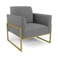 Sofá Namoradeira Com Poltrona Base Industrial Alta Dourado Marisa Linho Grafite A26 D03 - D\'rossi - 3