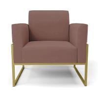 Poltrona Base Industrial Alta Dourado Marisa Veludo D03 - D\'rossi Cor Rose - 2
