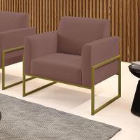 Poltrona Base Industrial Alta Dourado Marisa Veludo D03 - D\'rossi Cor Rose - 3