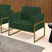 Poltrona Base Industrial Alta Dourado Marisa Veludo D03 - D\'rossi Cor Verde