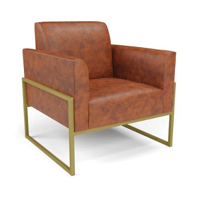 Poltrona Marisa Corano D03 Base Industrial Alta Dourado Cor Nozes D'Rossi