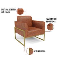 Kit 2 Poltronas Base Industrial Alta Dourado Marisa Corano D03 - D\'rossi Cor Nozes - 6