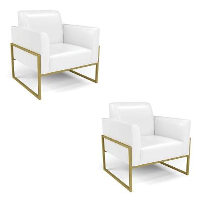 Kit 2 Poltronas Base Industrial Alta Dourado Marisa Corano D03 - D\'rossi Cor Branco