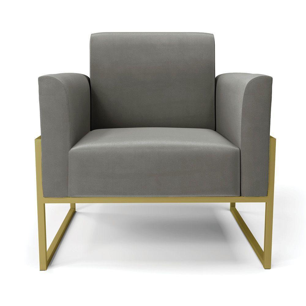 Kit 2 Poltronas Base Industrial Alta Dourado Marisa Suede D03 - D\'rossi Cor Grafite - 5