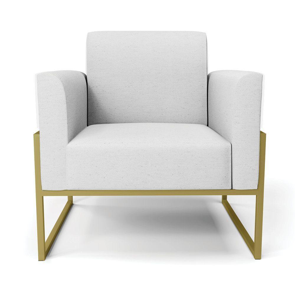 Kit 2 Poltronas Base Industrial Alta Dourado Marisa Linho D03 - D\'rossi Cor A05 Cinza - 5