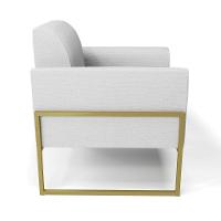 Kit 2 Poltronas Base Industrial Alta Dourado Marisa Linho D03 - D\'rossi Cor A05 Cinza - 3