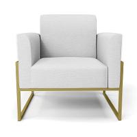 Kit 2 Poltronas Base Industrial Alta Dourado Marisa Linho D03 - D\'rossi Cor A05 Cinza - 5