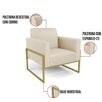 Kit 2 Poltronas Base Industrial Alta Dourado Marisa Corino D03 - D\'rossi Cor Bege - 2