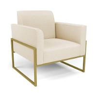 Poltrona Base Industrial Alta Dourado Marisa Linho Bege A19 D03 - D\'rossi - 1