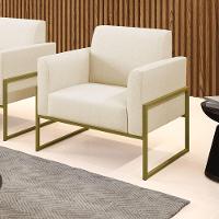 Poltrona Base Industrial Alta Dourado Marisa Linho Bege A19 D03 - D\'rossi - 3