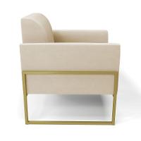 Poltrona Base Industrial Alta Dourado Marisa Suede D03 - D\'rossi Cor Bege - 2