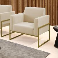 Poltrona Base Industrial Alta Dourado Marisa Suede D03 - D\'rossi Cor Bege - 3