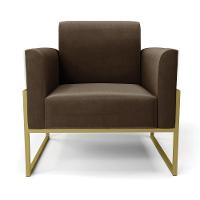 Kit 2 Poltronas Base Industrial Alta Dourado Marisa Suede D03 - D\'rossi Cor Marrom - 3