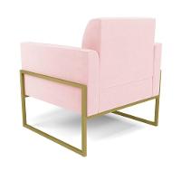 Kit 2 Poltronas Base Industrial Alta Dourado Marisa Suede Rosa Bebê D03 - D\'rossi - 2