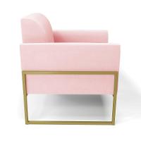 Kit 2 Poltronas Base Industrial Alta Dourado Marisa Suede Rosa Bebê D03 - D\'rossi - 5