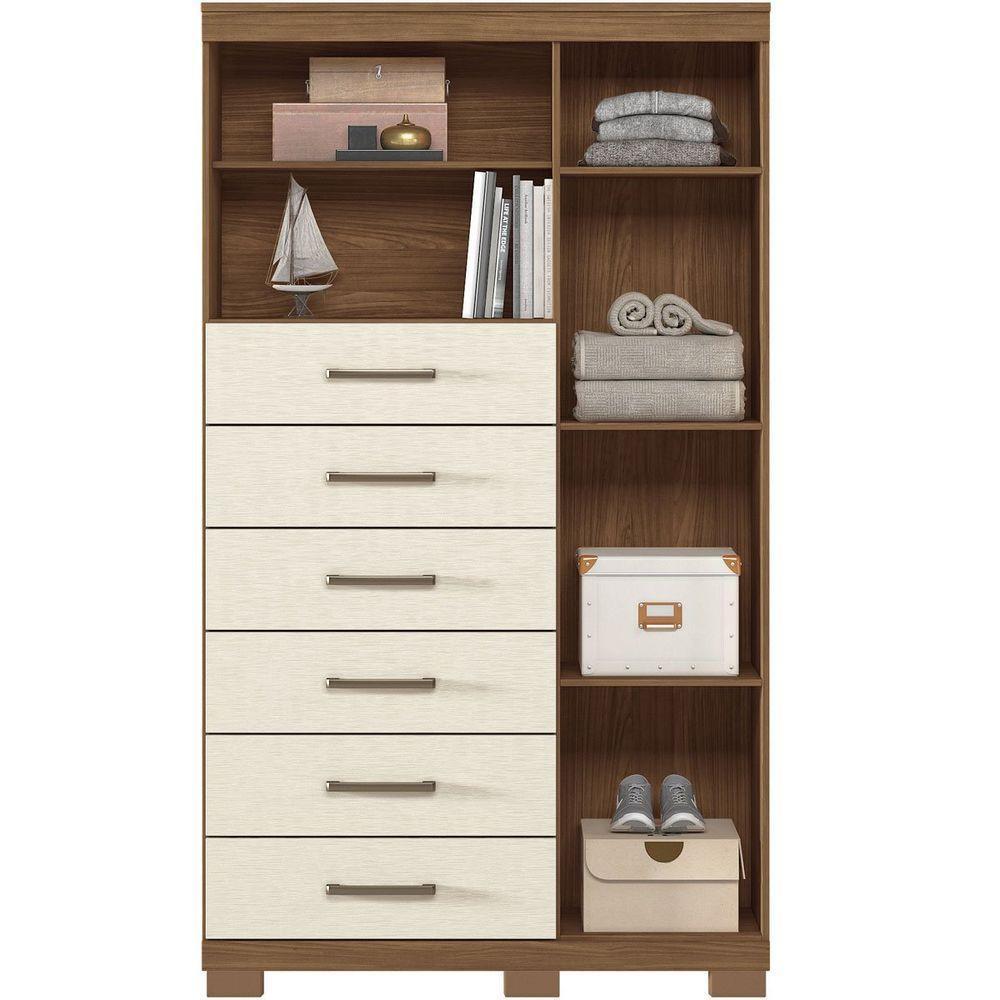 Multi Cômoda Marbella 1 Porta 6 Gavetas Pés Jatobá-areia - 2