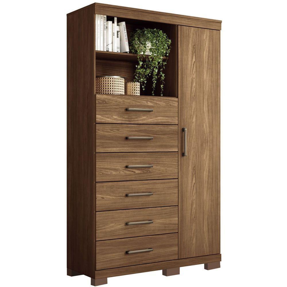 Multi Cômoda Marbella 1 Porta 6 Gavetas Pés Jatobá - 1