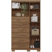 Multi Cômoda Marbella 1 Porta 6 Gavetas Pés Jatobá