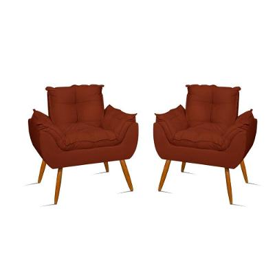 Kit 2 Cadeiras Poltronas Para Sala Quarto - Jl Decor Cor:terracota