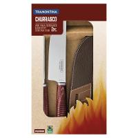 Jogo Para Churrasco Tramontina Em Aço Inox E Cabo Vermelho Polywood Com Bainha De Couro 2 Peças - 3