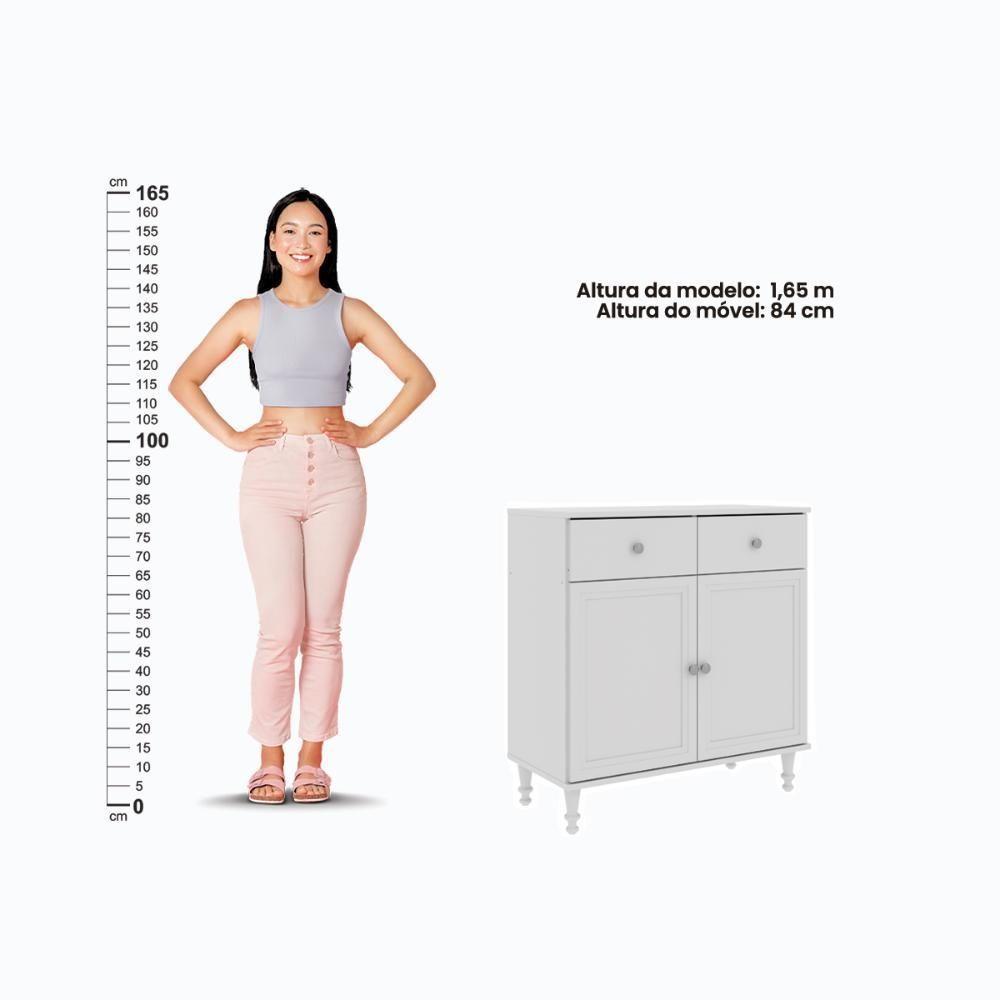 Cristaleira + Aparador Buffet Ditália E-963-r-629 Cor:branco Branco - 5