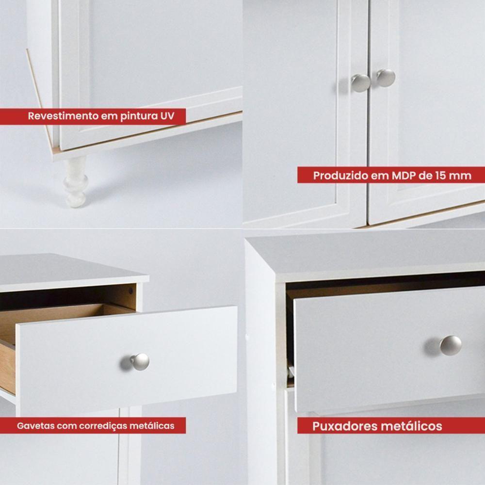 Cristaleira + Aparador Buffet Ditália E-963-r-629 Cor:branco Branco - 6