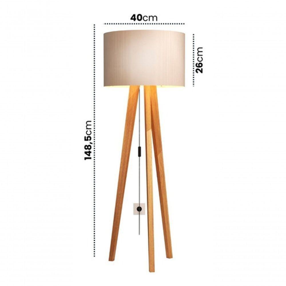Luminária De Chão Abajur Com Cúpula E Pés De Madeira Mobigu Off White - 5