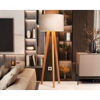 Luminária De Chão Abajur Com Cúpula E Pés De Madeira Mobigu Off White - 1