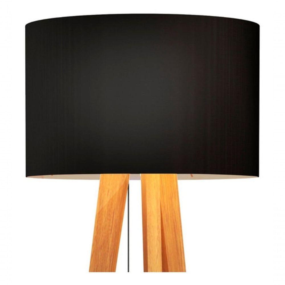 Luminária De Chão Abajur Com Cúpula E Pés De Madeira Mobigu Preto - 5