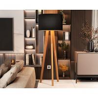 Luminária De Chão Abajur Com Cúpula E Pés De Madeira Mobigu Preto - 1