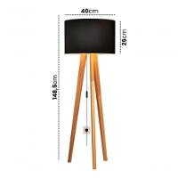 Luminária De Chão Abajur Com Cúpula E Pés De Madeira Mobigu Preto - 2