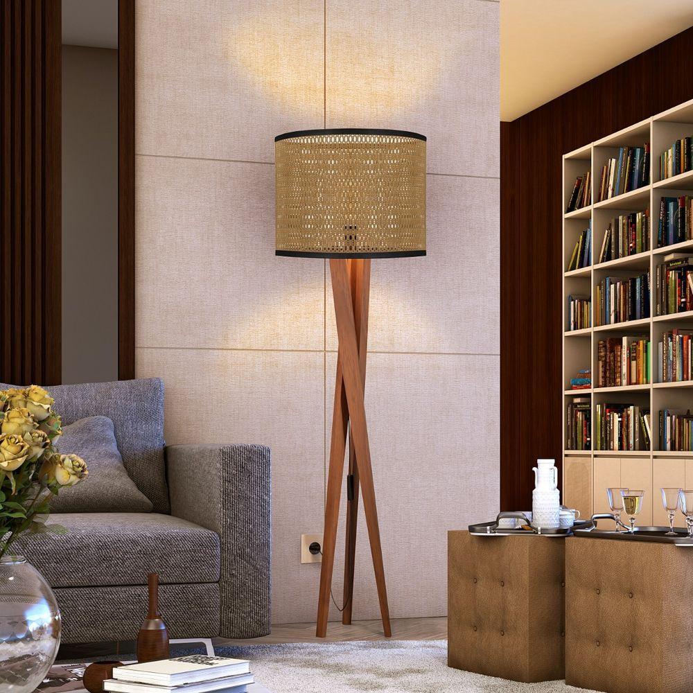 Luminária Abajur Paris Cúpula Indiana Detalhada Sala Bivolt - Teca/preto - 1