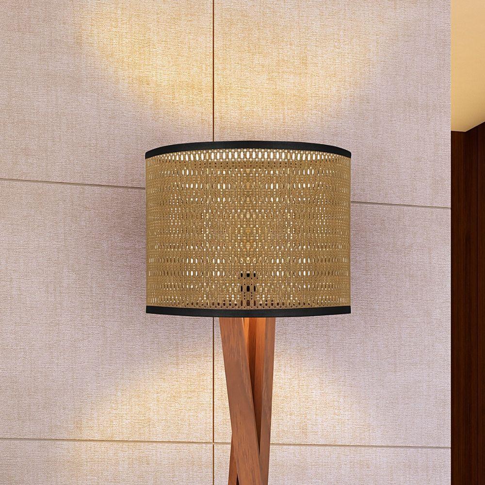 Luminária Abajur Paris Cúpula Indiana Detalhada Sala Bivolt - Teca/preto - 3