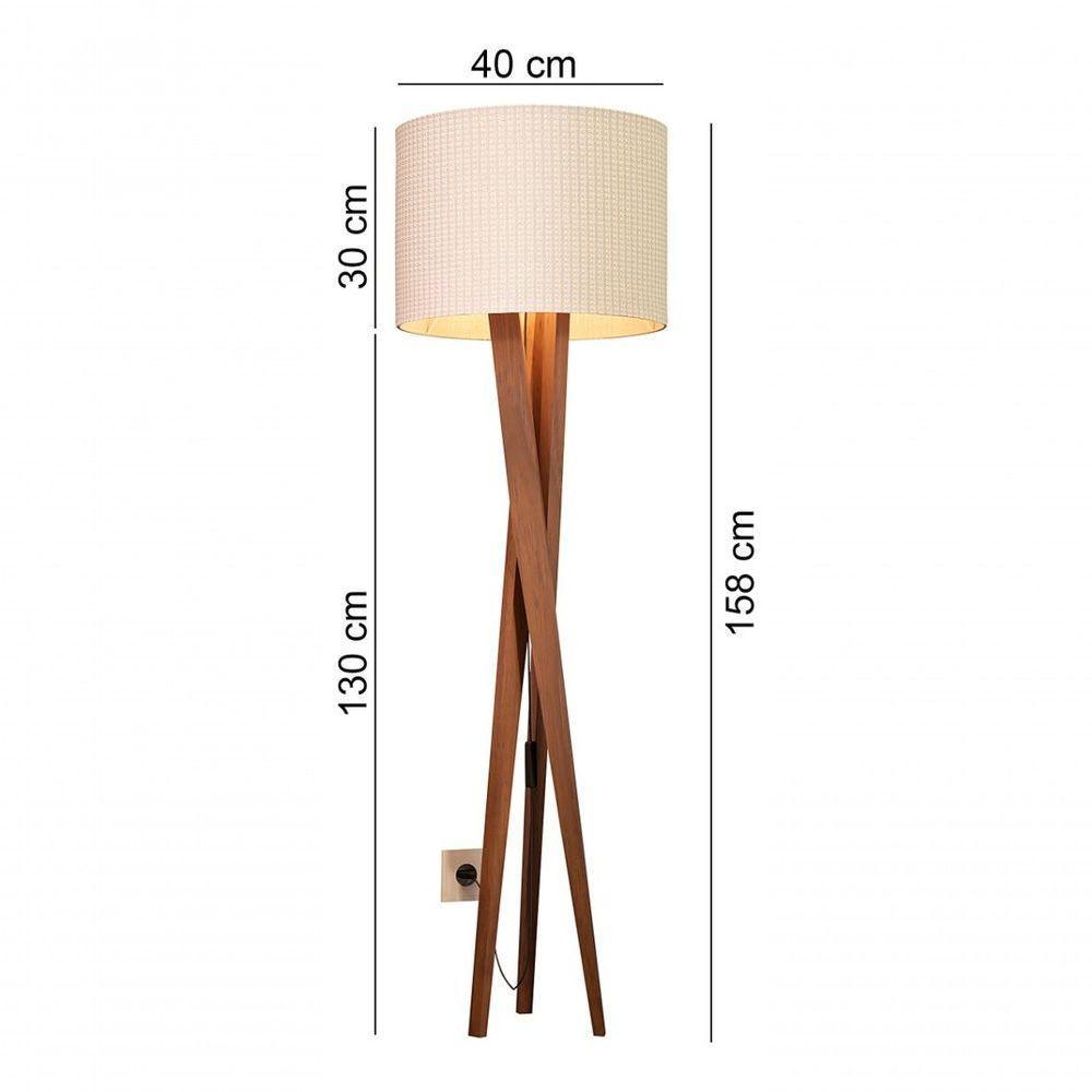 Luminária Abajur Tripé De Chão Paris Retrô Moderna Bivolt - Bege - 4