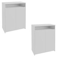 Kit 2 Balcão Para Escritório Café 60cm 2 Portas Look A06 Branco - Mpozenato - 1