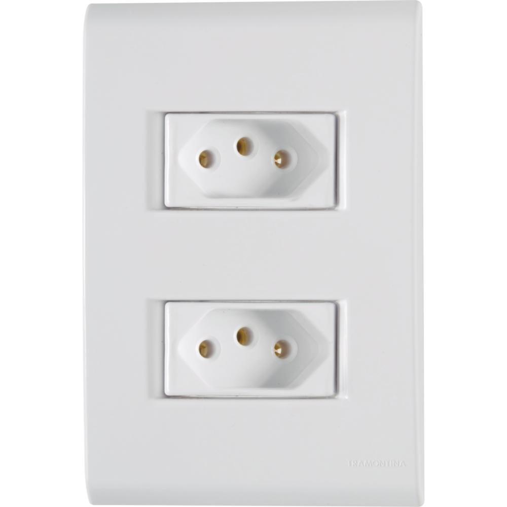 Conjunto 4x2 Com 2 Tomadas 2p T Tramontina 20 A 250 V Liz Branco 120 Unidades - 1