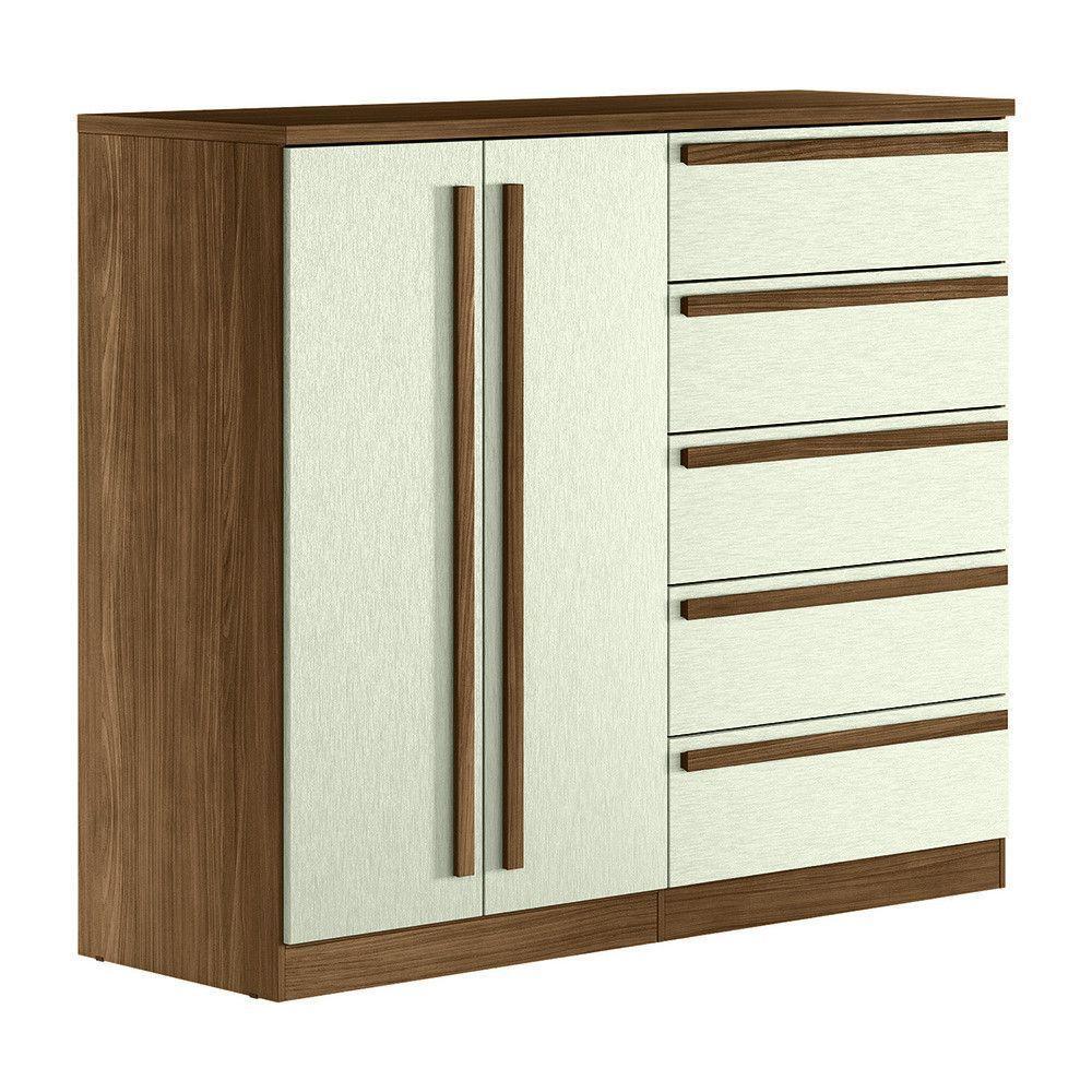 Cômoda 2 Portas E 5 Gavetas Málaga Gold Santos Andirá Jatoba/areia - 6