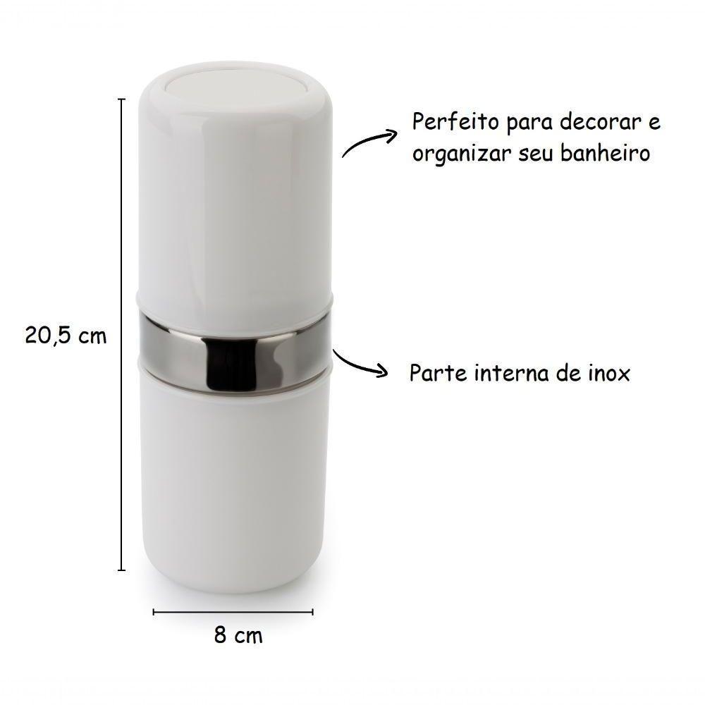 Porta Escovas De Dente Com Tampa Banheiro Lavabo Branco Casa - 2
