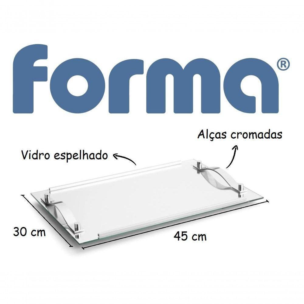 Bandeja De Vidro Decorativa Espelhado Com Alças 45x30 Cm - 3
