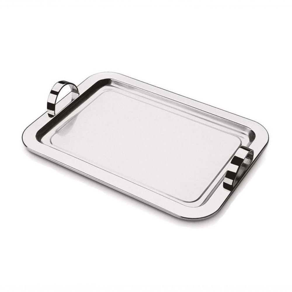 Bandeja Inox Retangular Grande Com Alças Servir Decorativa - 6