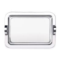 Bandeja Inox Retangular Grande Com Alças Servir Decorativa - 7